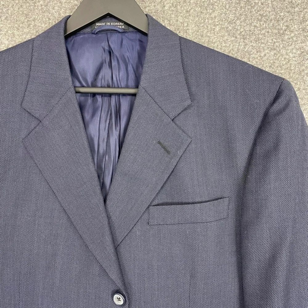 Stafford 2 Piece Wool Suit Mens 40S Blue Vintage Pleated Cuffed